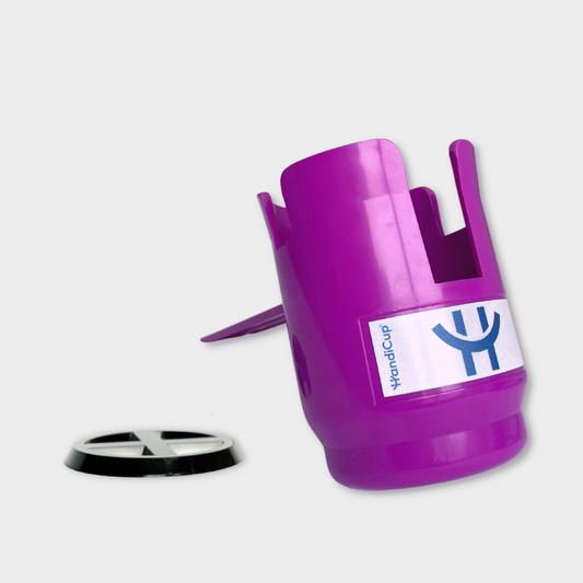 purple HandiCup wheelchair cupholder